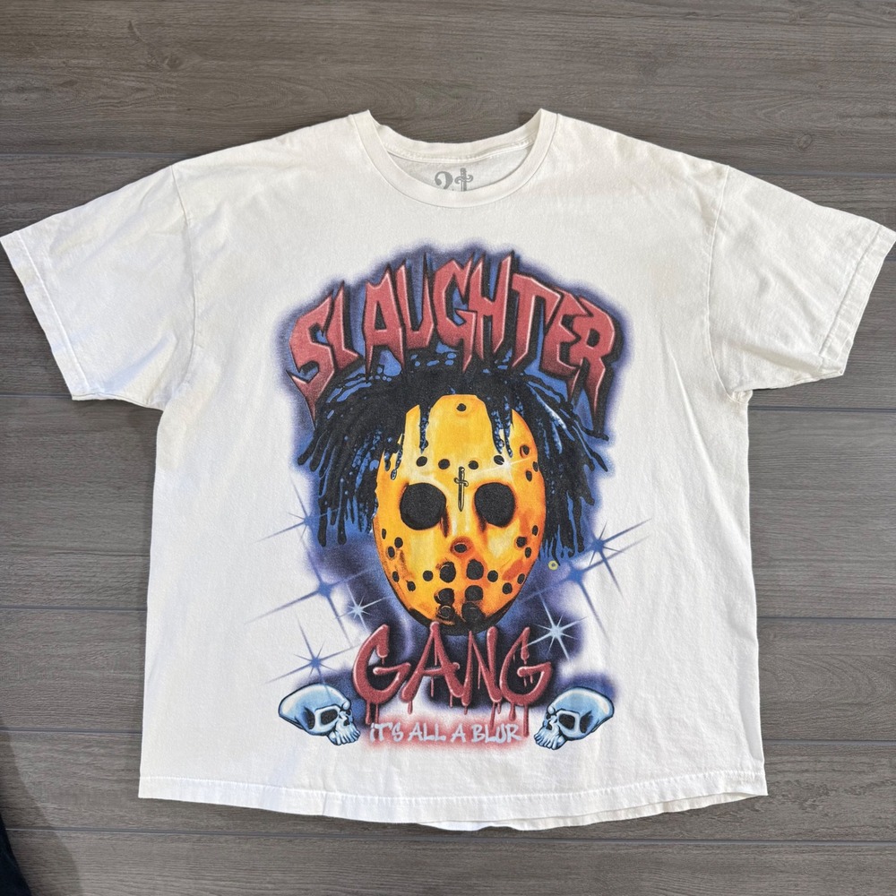 21 Savage T Shirt XXL White It's All A Blur Slaughter Gang Tour Graphic Tee
